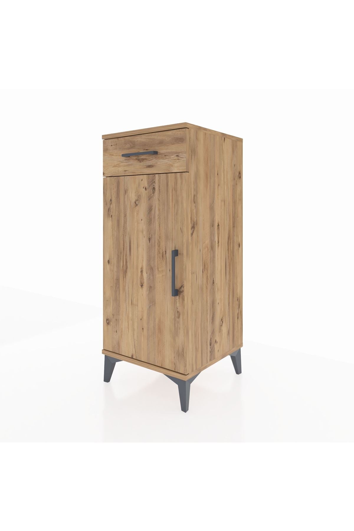 Hyperion Komodin Tek Raflı Tek Çekmeceli Tek Kapaklı 44x44x106 Çam-Çam