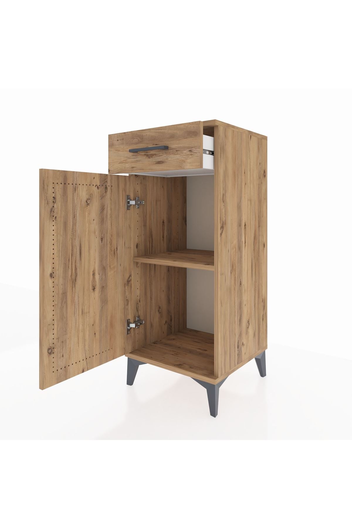 Hyperion Komodin Tek Raflı Tek Çekmeceli Tek Kapaklı 44x44x106 Çam-Çam