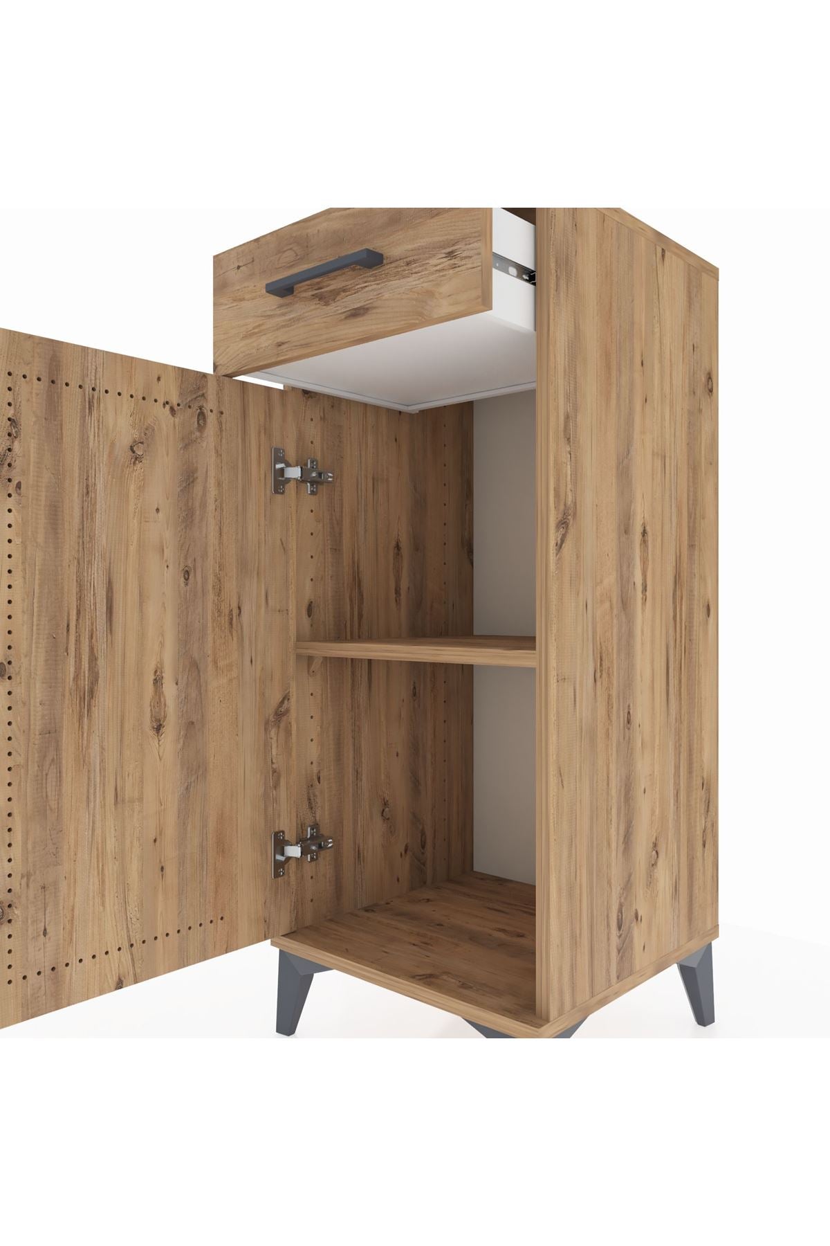 Hyperion Komodin Tek Raflı Tek Çekmeceli Tek Kapaklı 44x44x106 Çam-Çam