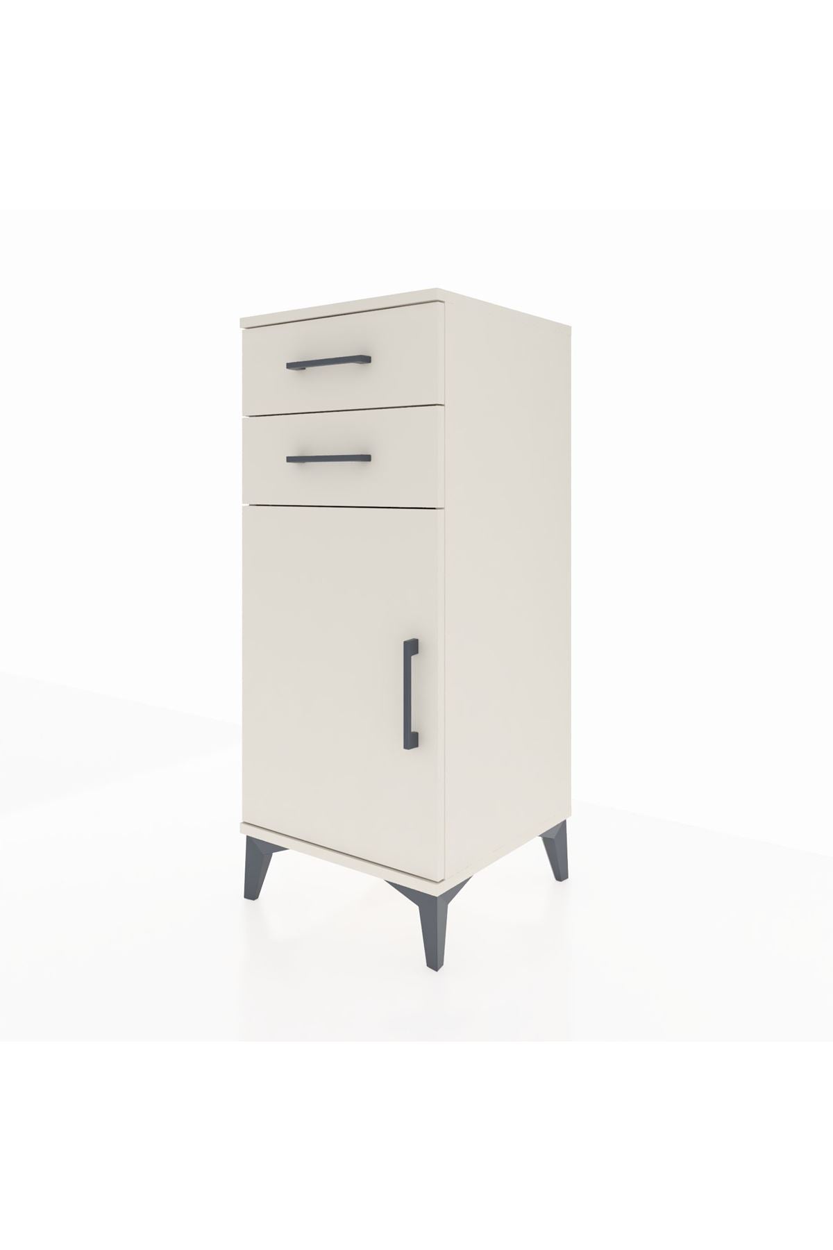 Hyperion Komodin Tek Raflı 2 Çekmeceli Tek Kapaklı 44x44x106 Aytaşı-Aytaşı