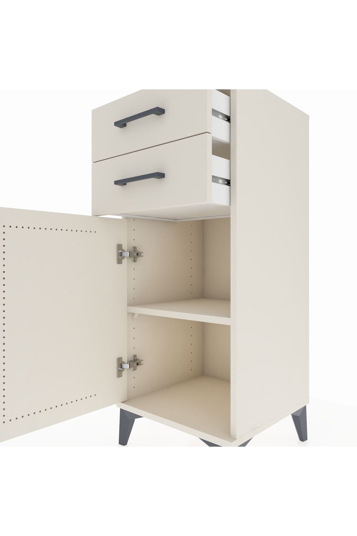 Hyperion Komodin Tek Raflı 2 Çekmeceli Tek Kapaklı 44x44x106 Aytaşı-Aytaşı