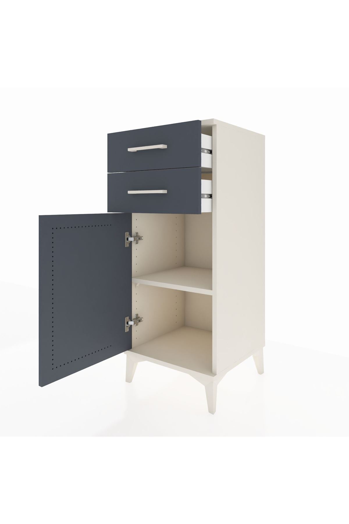 Hyperion Komodin Tek Raflı 2 Çekmeceli Tek Kapaklı 44x44x106 Aytaşı-Antrasit