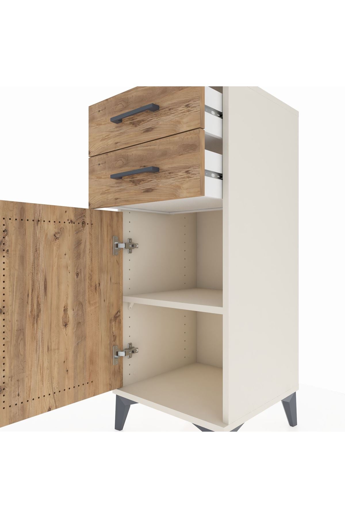 Hyperion Komodin Tek Raflı 2 Çekmeceli Tek Kapaklı 44x44x106 Aytaşı-Çam