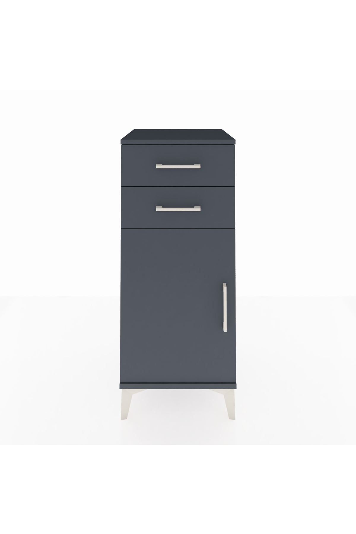 Hyperion Komodin Tek Raflı 2 Çekmeceli Tek Kapaklı 44x44x106 Antrasit-Antrasit