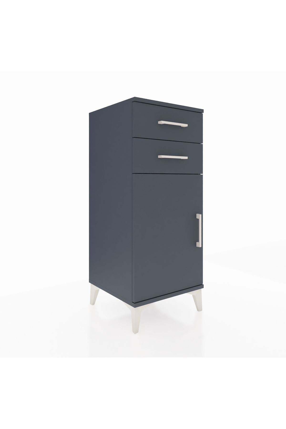 Hyperion Komodin Tek Raflı 2 Çekmeceli Tek Kapaklı 44x44x106 Antrasit-Antrasit