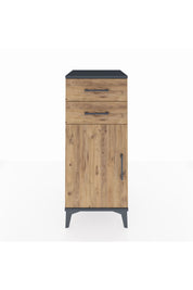 Hyperion Komodin Tek Raflı 2 Çekmeceli Tek Kapaklı 44x44x106 Antrasit-Çam