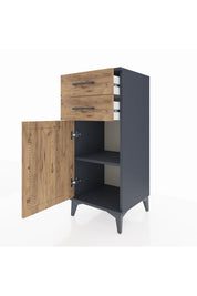 Hyperion Komodin Tek Raflı 2 Çekmeceli Tek Kapaklı 44x44x106 Antrasit-Çam