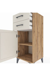 Hyperion Komodin Tek Raflı 2 Çekmeceli Tek Kapaklı 44x44x106 Çam-Aytaşı