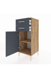 Hyperion Komodin Tek Raflı 2 Çekmeceli Tek Kapaklı 44x44x106 Çam-Antrasit