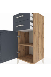 Hyperion Komodin Tek Raflı 2 Çekmeceli Tek Kapaklı 44x44x106 Çam-Antrasit