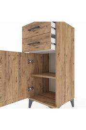 Hyperion Komodin Tek Raflı 2 Çekmeceli Tek Kapaklı 44x44x106 Çam-Çam