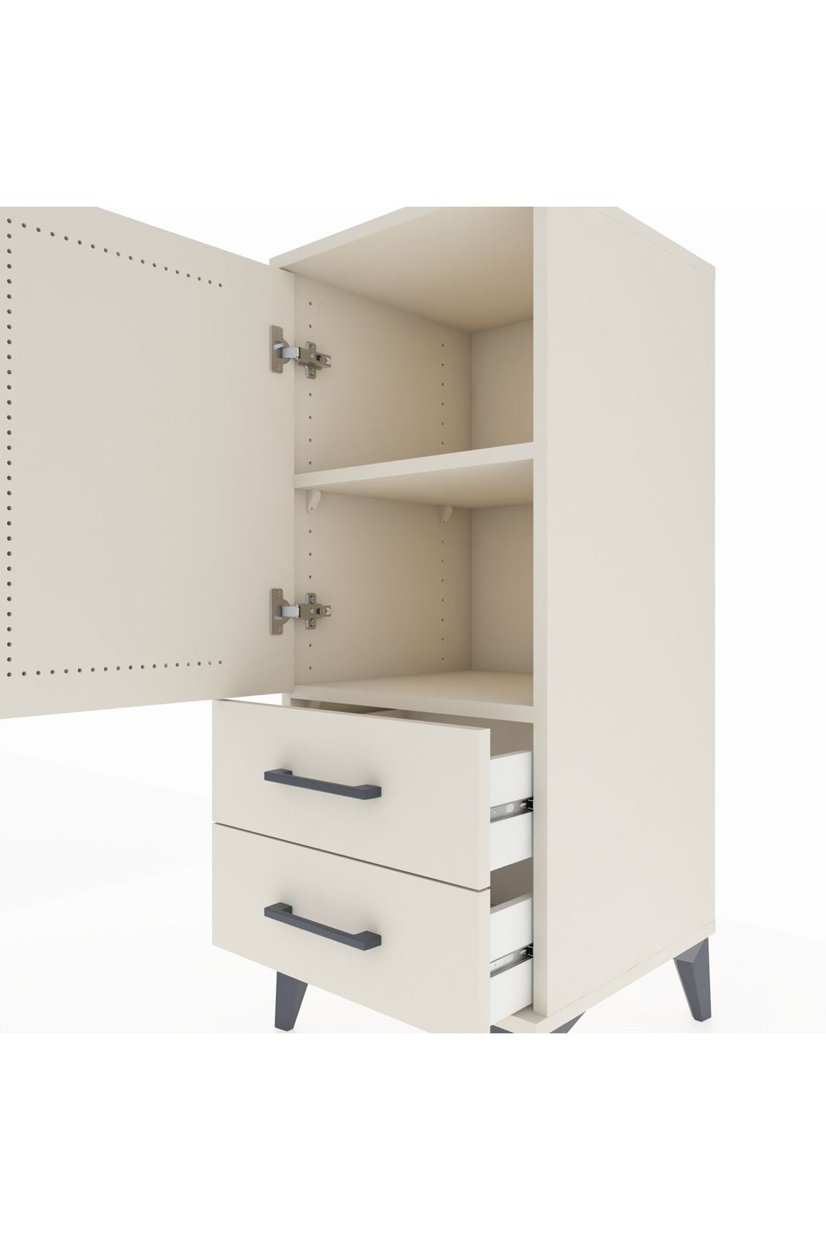 Hyperion Komodin 2 Raflı 2 Çekmeceli Tek Kapaklı 44x44x106 Aytaşı-Aytaşı