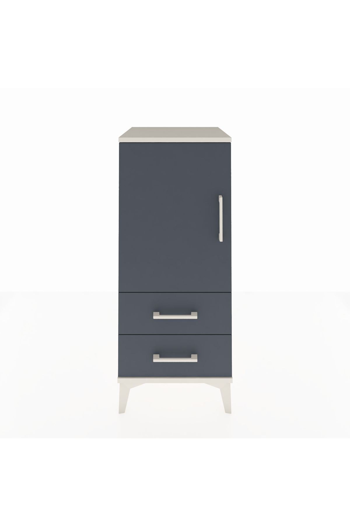 Hyperion Komodin 2 Raflı 2 Çekmeceli Tek Kapaklı 44x44x106 Aytaşı-Antrasit