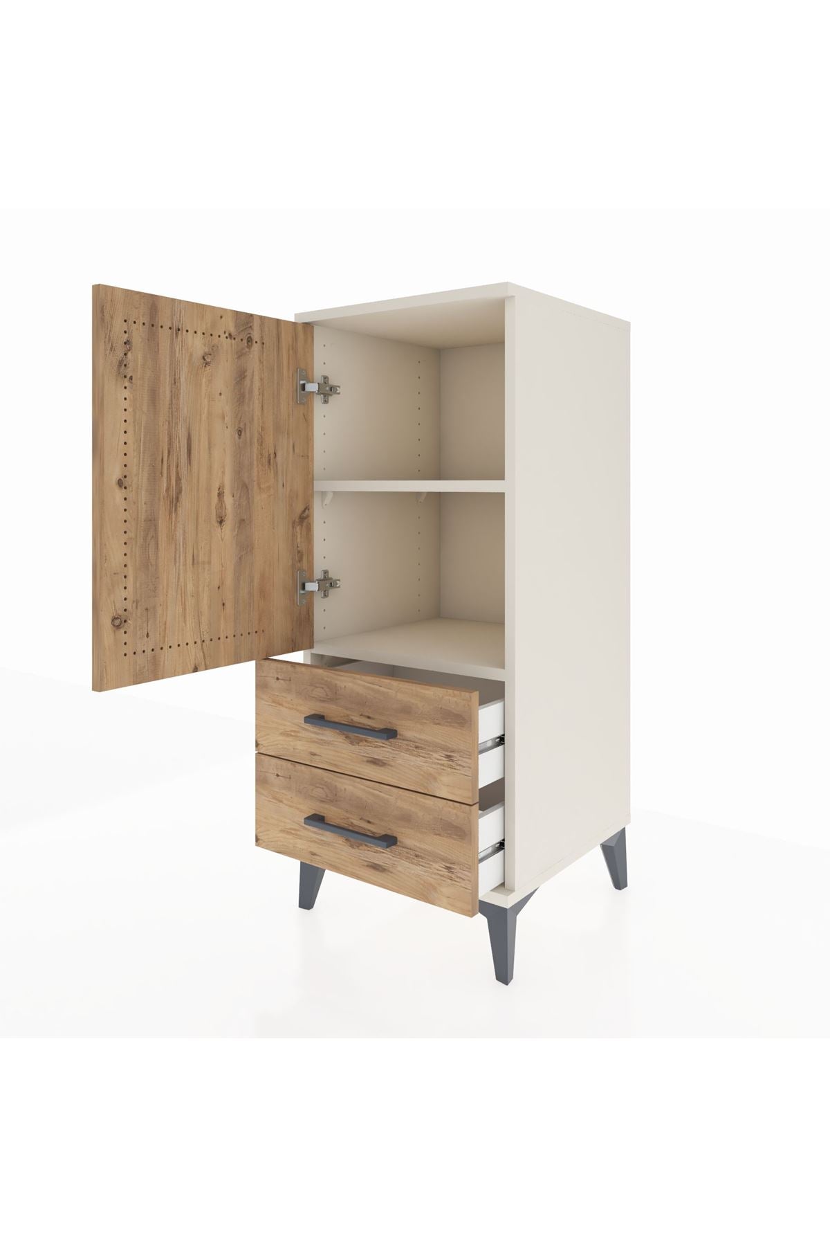 Hyperion Komodin 2 Raflı 2 Çekmeceli Tek Kapaklı 44x44x106 Aytaşı-Çam