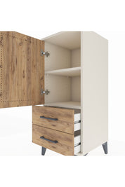 Hyperion Komodin 2 Raflı 2 Çekmeceli Tek Kapaklı 44x44x106 Aytaşı-Çam