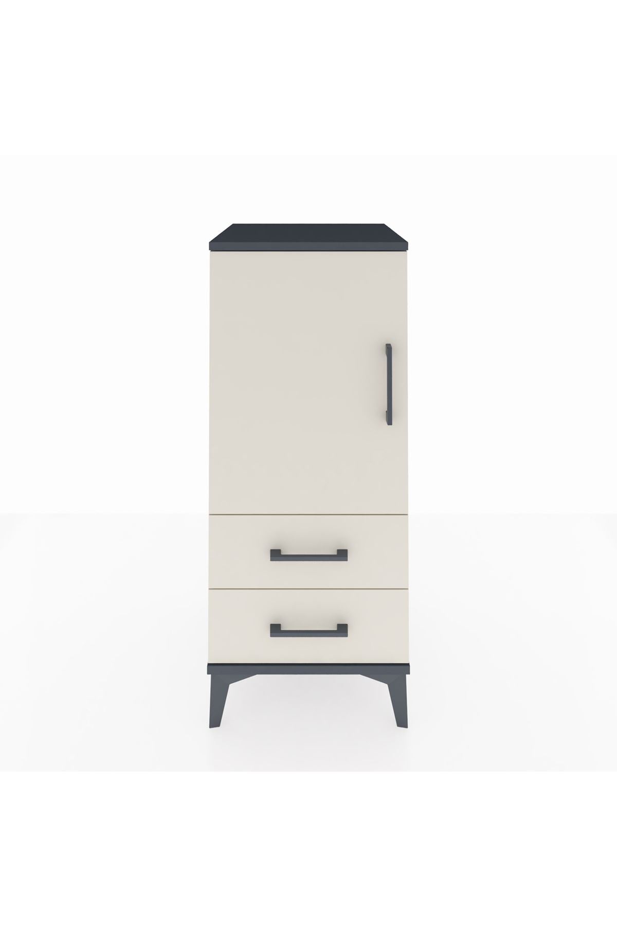 Hyperion Komodin 2 Raflı 2 Çekmeceli Tek Kapaklı 44x44x106 Antrasit-Aytaşı