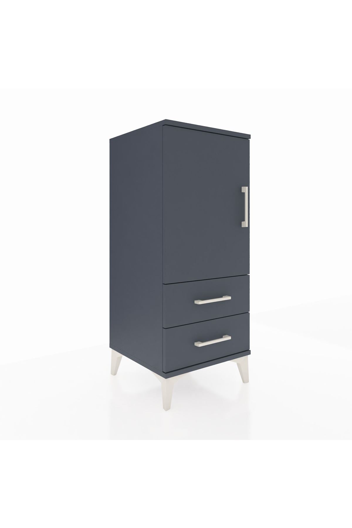 Hyperion Komodin 2 Raflı 2 Çekmeceli Tek Kapaklı 44x44x106 Antrasit-Antrasit