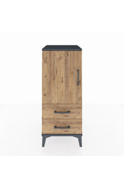 Hyperion Komodin 2 Raflı 2 Çekmeceli Tek Kapaklı 44x44x106 Antrasit-Çam