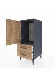 Hyperion Komodin 2 Raflı 2 Çekmeceli Tek Kapaklı 44x44x106 Antrasit-Çam