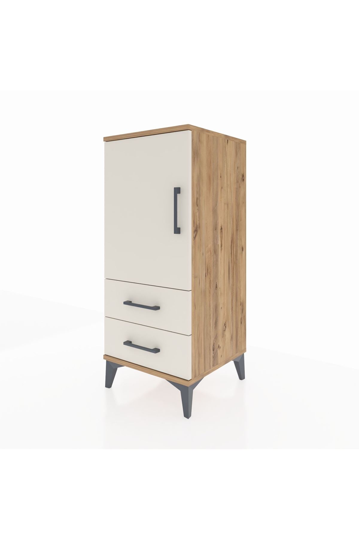 Hyperion Komodin 2 Raflı 2 Çekmeceli Tek Kapaklı 44x44x106 Çam-Aytaşı