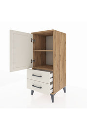 Hyperion Komodin 2 Raflı 2 Çekmeceli Tek Kapaklı 44x44x106 Çam-Aytaşı