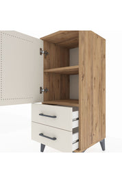 Hyperion Komodin 2 Raflı 2 Çekmeceli Tek Kapaklı 44x44x106 Çam-Aytaşı