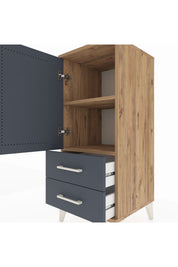 Hyperion Komodin 2 Raflı 2 Çekmeceli Tek Kapaklı 44x44x106 Çam-Antrasit