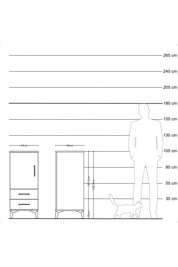 Hyperion Komodin 2 Raflı 2 Çekmeceli Tek Kapaklı 44x44x106 Çam-Antrasit