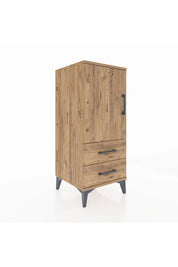 Hyperion Komodin 2 Raflı 2 Çekmeceli Tek Kapaklı 44x44x106 Çam-Çam