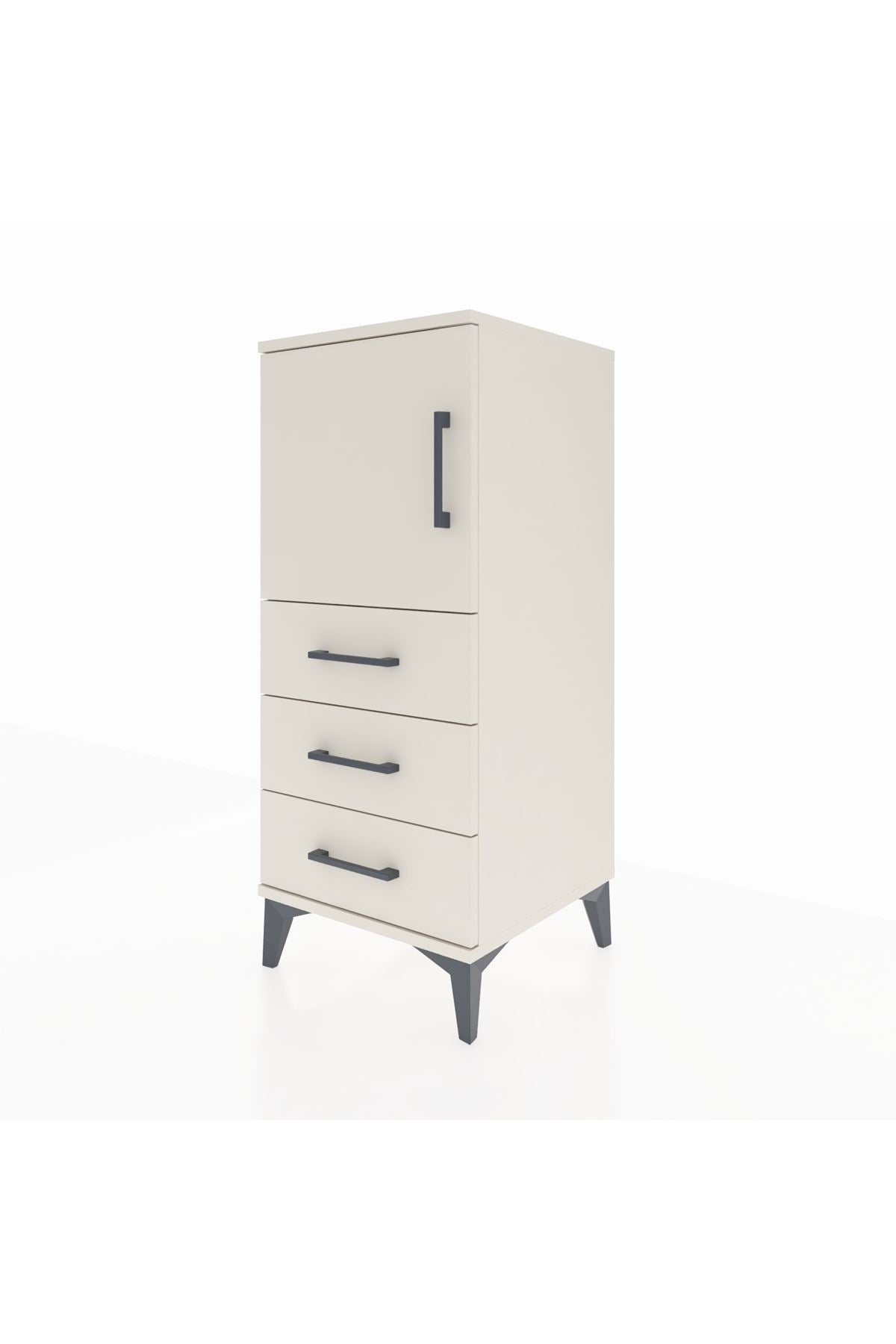 Hyperion Komodin 2 Raflı 3 Çekmeceli Tek Kapaklı 44x44x106 Aytaşı-Aytaşı