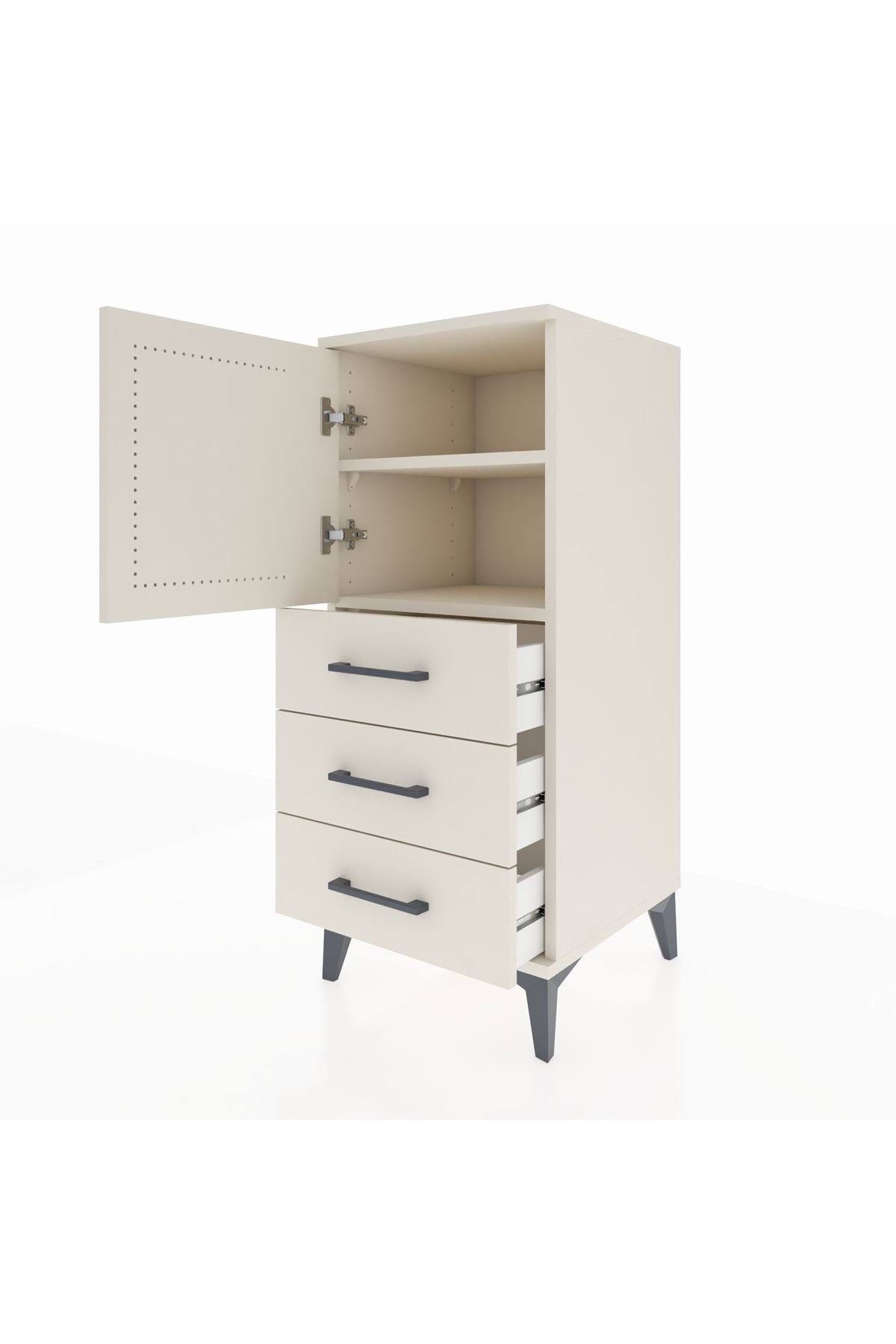 Hyperion Komodin 2 Raflı 3 Çekmeceli Tek Kapaklı 44x44x106 Aytaşı-Aytaşı