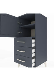 Hyperion Komodin 2 Raflı 3 Çekmeceli Tek Kapaklı 44x44x106 Antrasit-Antrasit