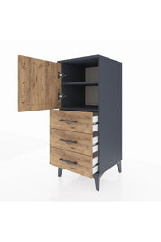 Hyperion Komodin 2 Raflı 3 Çekmeceli Tek Kapaklı 44x44x106 Antrasit-Çam