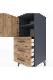 Hyperion Komodin 2 Raflı 3 Çekmeceli Tek Kapaklı 44x44x106 Antrasit-Çam