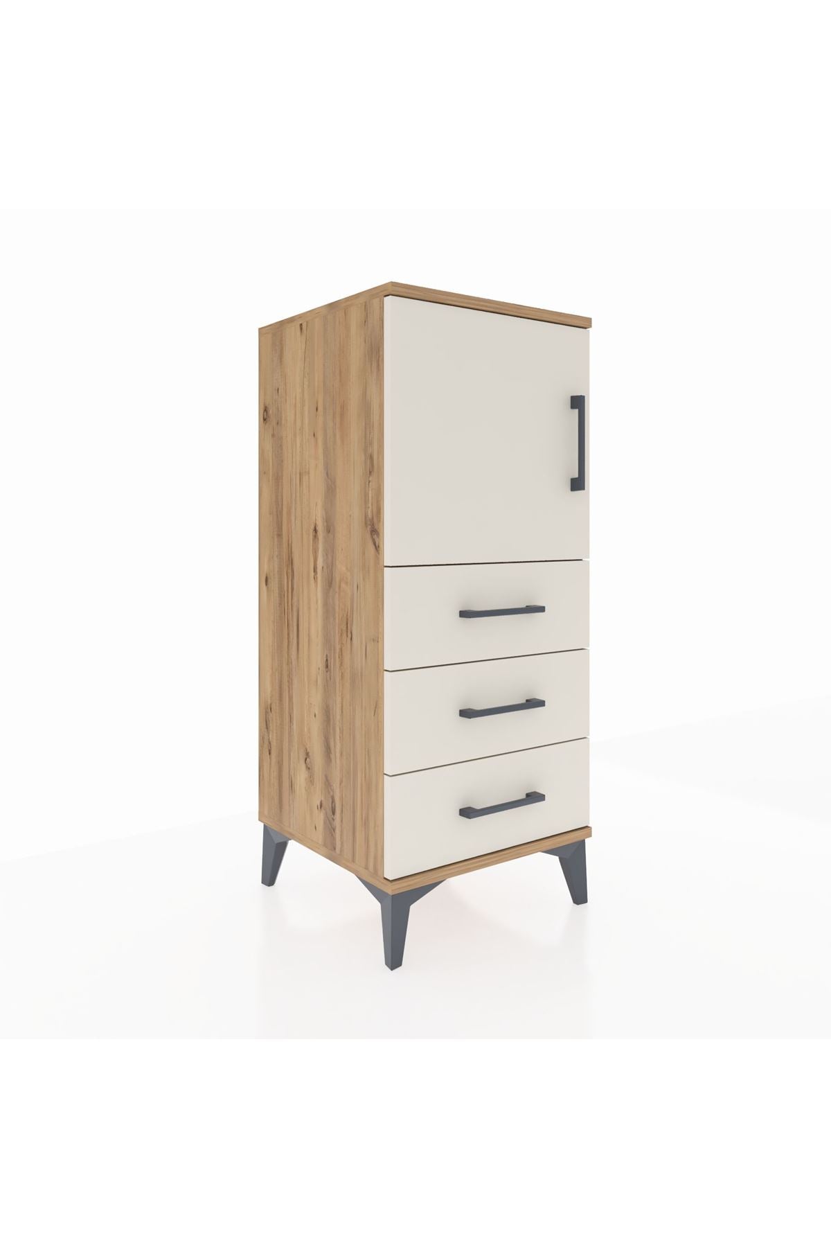 Hyperion Komodin 2 Raflı 3 Çekmeceli Tek Kapaklı 44x44x106 Çam-Aytaşı