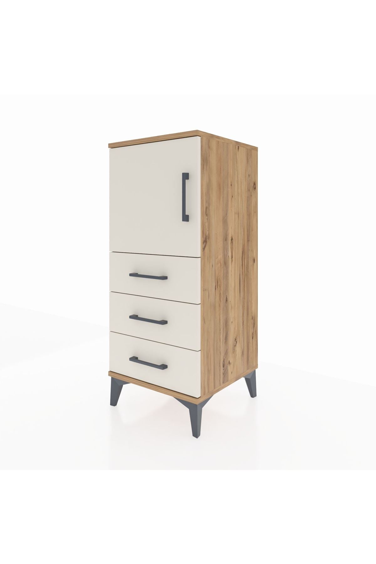 Hyperion Komodin 2 Raflı 3 Çekmeceli Tek Kapaklı 44x44x106 Çam-Aytaşı