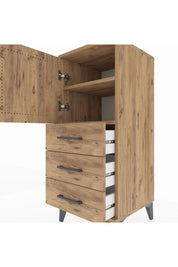 Hyperion Komodin 2 Raflı 3 Çekmeceli Tek Kapaklı 44x44x106 Çam-Çam