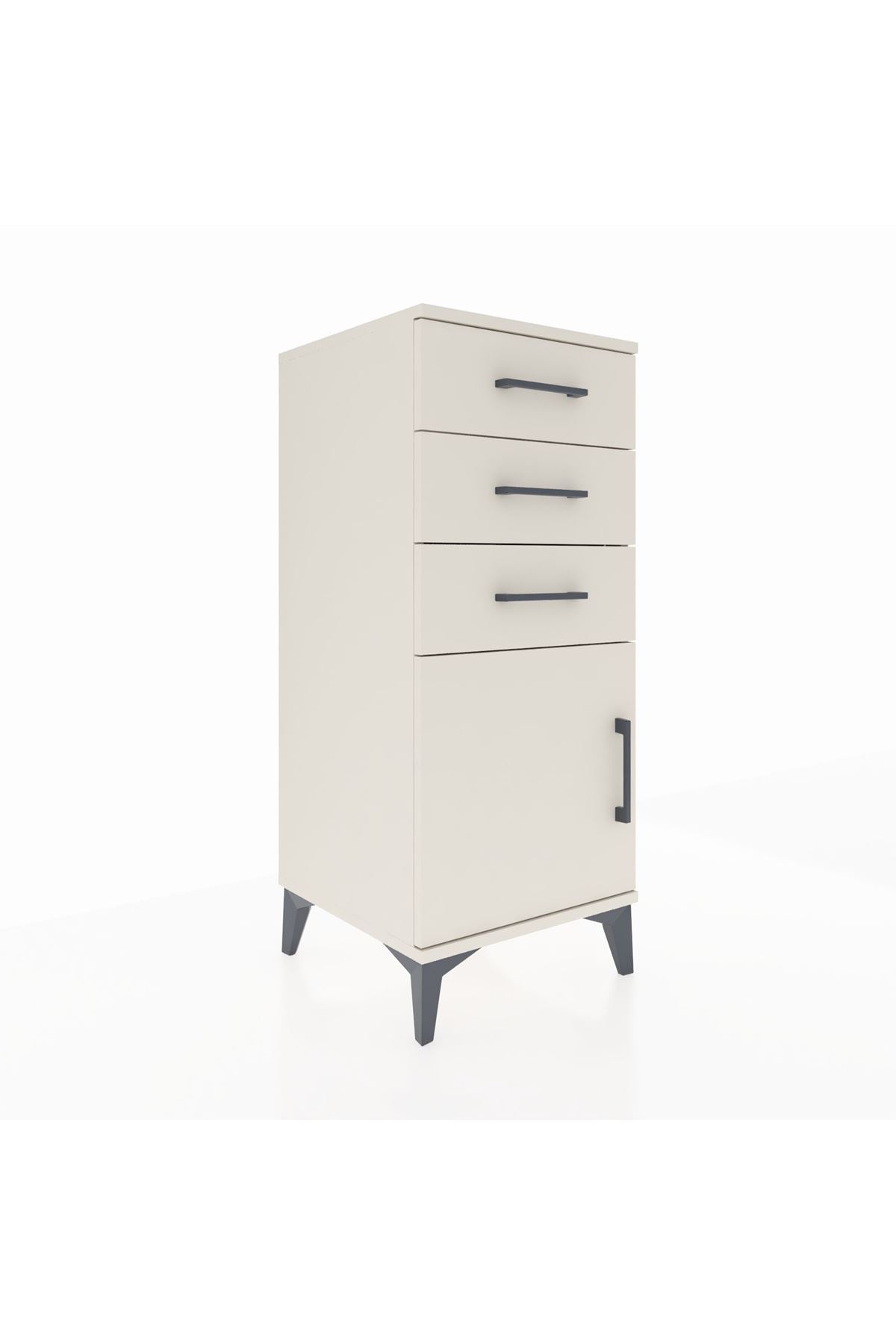 Hyperion Komodin Tek Raflı 3 Çekmeceli Tek Kapaklı 44x44x106 Aytaşı-Aytaşı