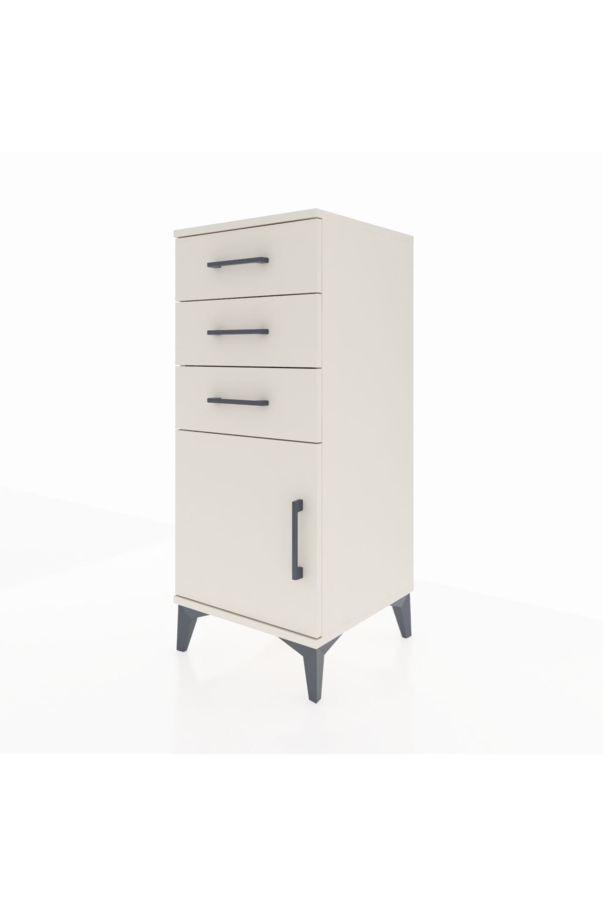 Hyperion Komodin Tek Raflı 3 Çekmeceli Tek Kapaklı 44x44x106 Aytaşı-Aytaşı