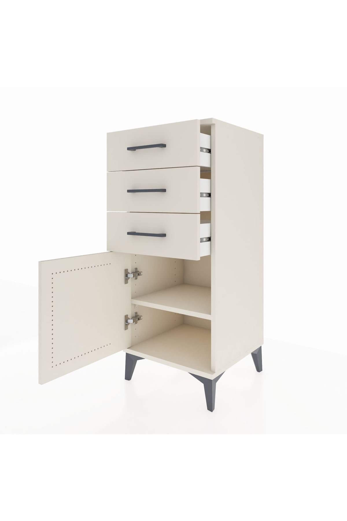 Hyperion Komodin Tek Raflı 3 Çekmeceli Tek Kapaklı 44x44x106 Aytaşı-Aytaşı