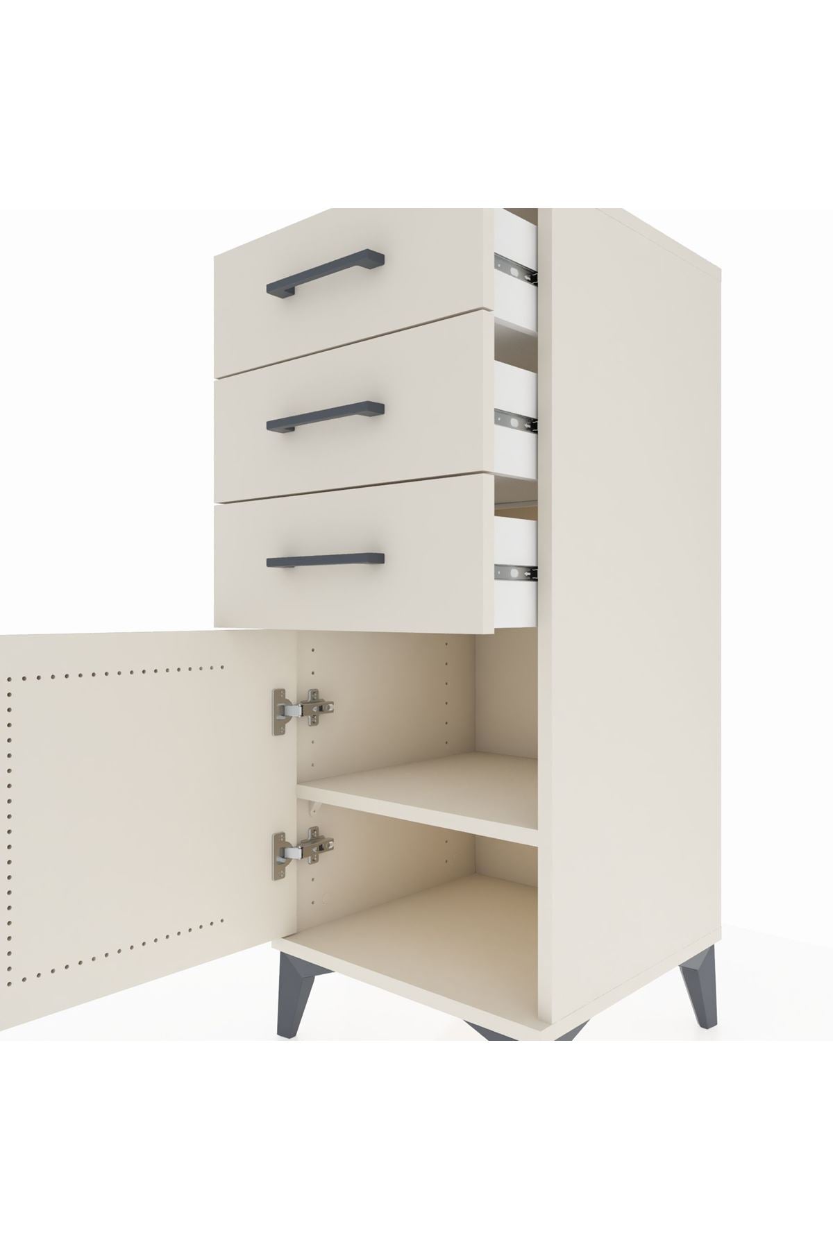 Hyperion Komodin Tek Raflı 3 Çekmeceli Tek Kapaklı 44x44x106 Aytaşı-Aytaşı