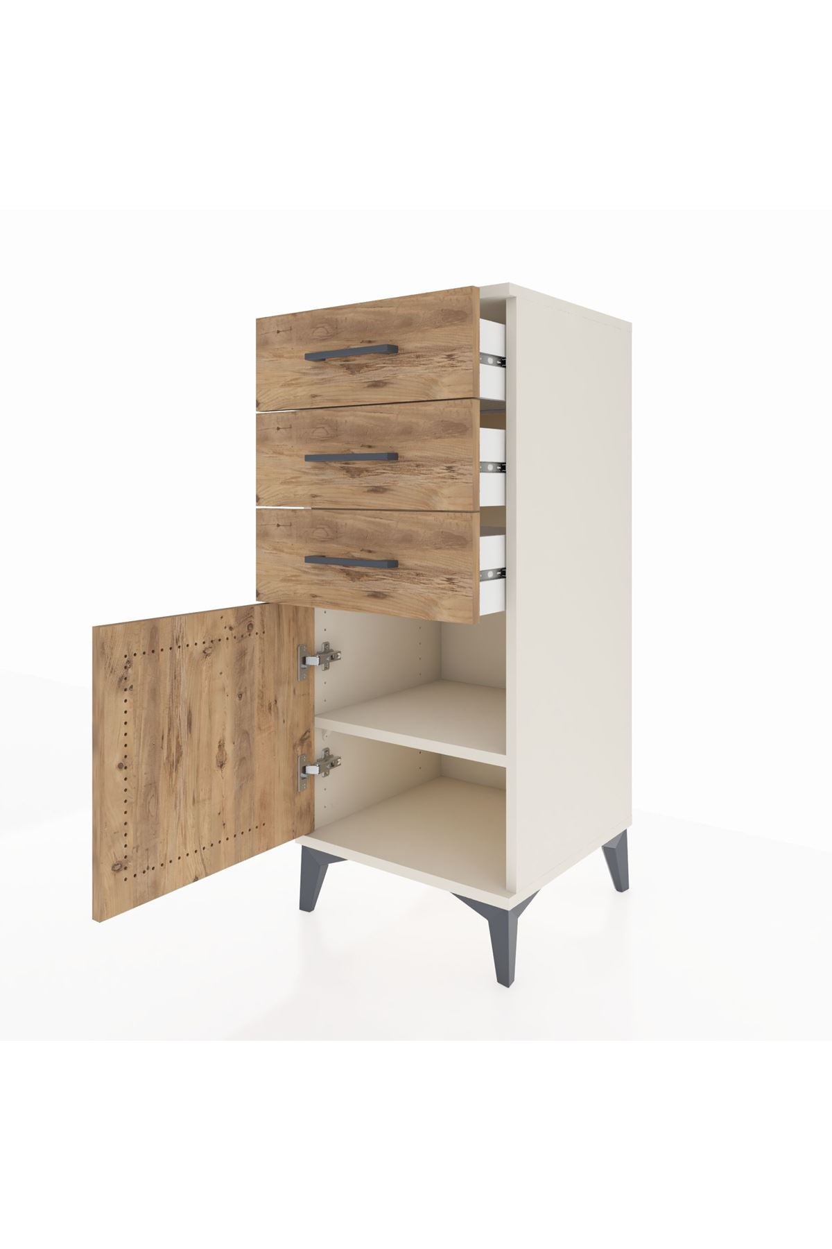 Hyperion Komodin Tek Raflı 3 Çekmeceli Tek Kapaklı 44x44x106 Aytaşı-Çam