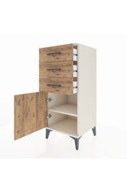 Hyperion Komodin Tek Raflı 3 Çekmeceli Tek Kapaklı 44x44x106 Aytaşı-Çam