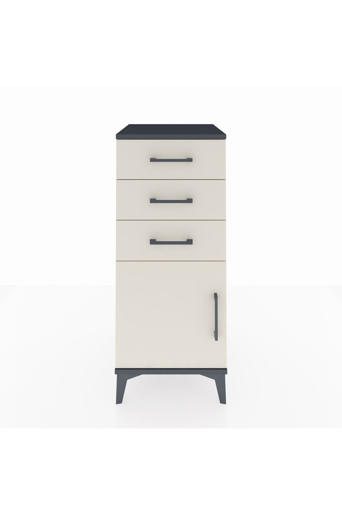 Hyperion Komodin Tek Raflı 3 Çekmeceli Tek Kapaklı 44x44x106 Antrasit-Aytaşı