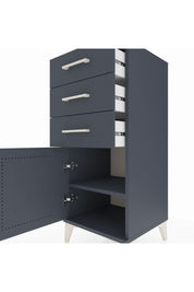 Hyperion Komodin Tek Raflı 3 Çekmeceli Tek Kapaklı 44x44x106 Antrasit-Antrasit