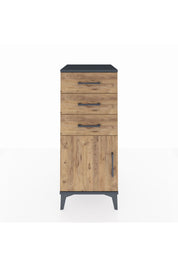 Hyperion Komodin Tek Raflı 3 Çekmeceli Tek Kapaklı 44x44x106 Antrasit-Çam