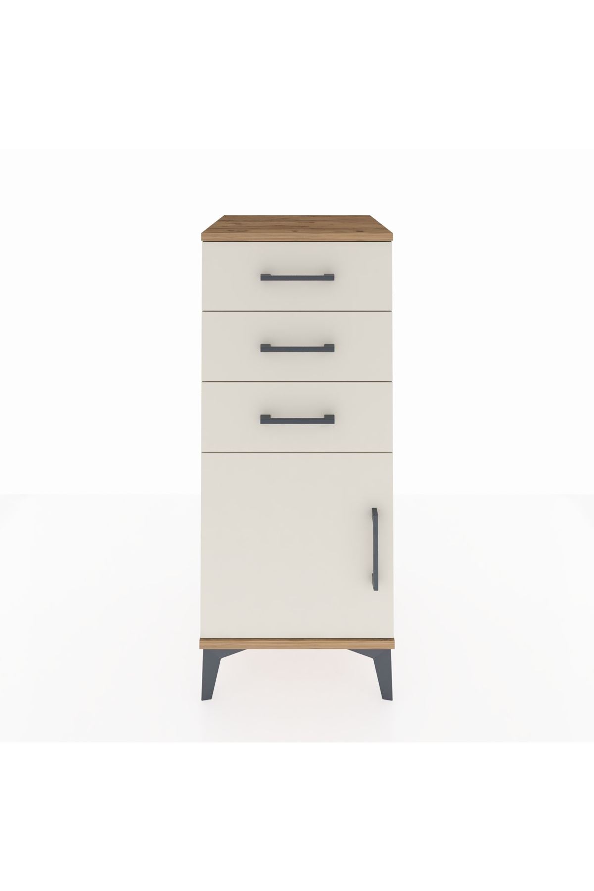 Hyperion Komodin Tek Raflı 3 Çekmeceli Tek Kapaklı 44x44x106 Çam-Aytaşı