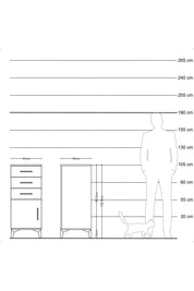 Hyperion Komodin Tek Raflı 3 Çekmeceli Tek Kapaklı 44x44x106 Çam-Çam