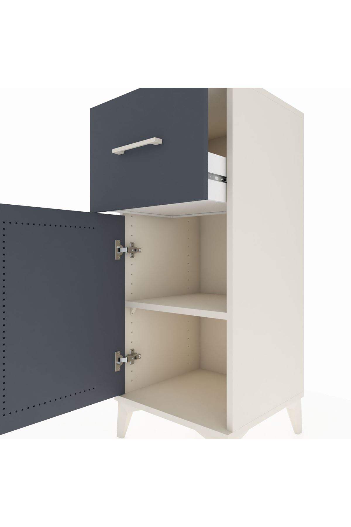 Hyperion Komodin Tek Raflı Tek Çekmeceli Tek Kapaklı 44x44x106 Aytaşı-Antrasit