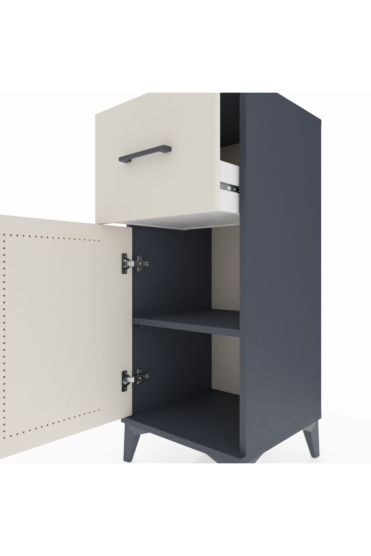 Hyperion Komodin Tek Raflı Tek Çekmeceli Tek Kapaklı 44x44x106 Antrasit-Aytaşı